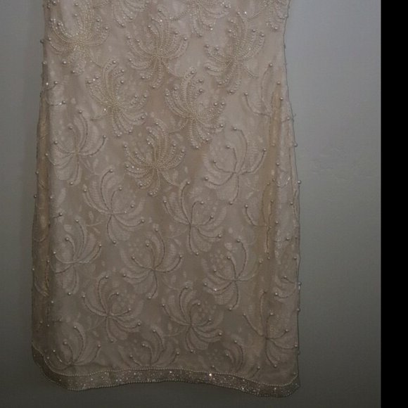 SCALA PEARL & BEADED EVENING DRESS w/CARDIGAN - Picture 4 of 7